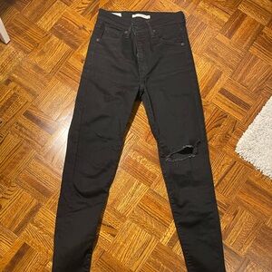 Levi's Black Leather Patch Jeans
